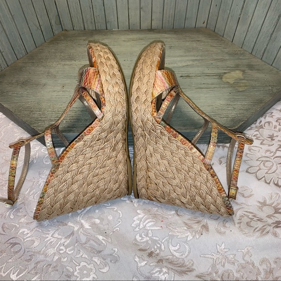 Stuart Weitzman Pastel Multicolor Leather Wedge Heels 8M - Picture 9 of 9